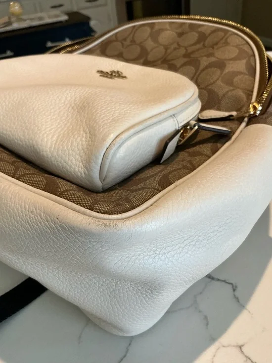 Coach Small Backpack in Signature Brown & Chalk - Picture 3 of 5